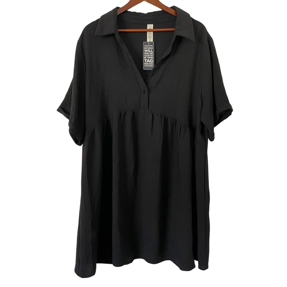 BMJL Black Babydoll Shirt Dress XXL Oversized Collared Minimalist Lagenlook NWT